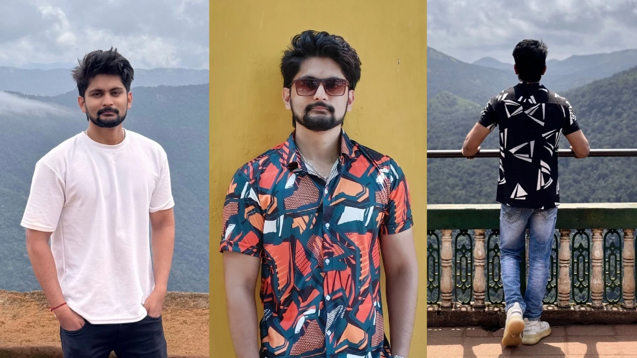 three images of amar kathik sticked together in an image.