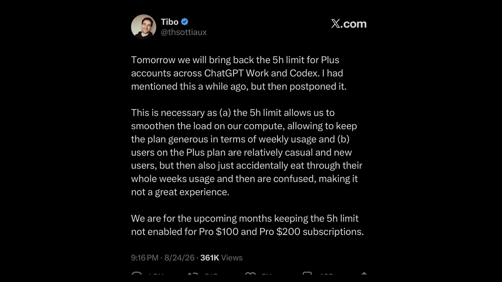 official twitter announcement