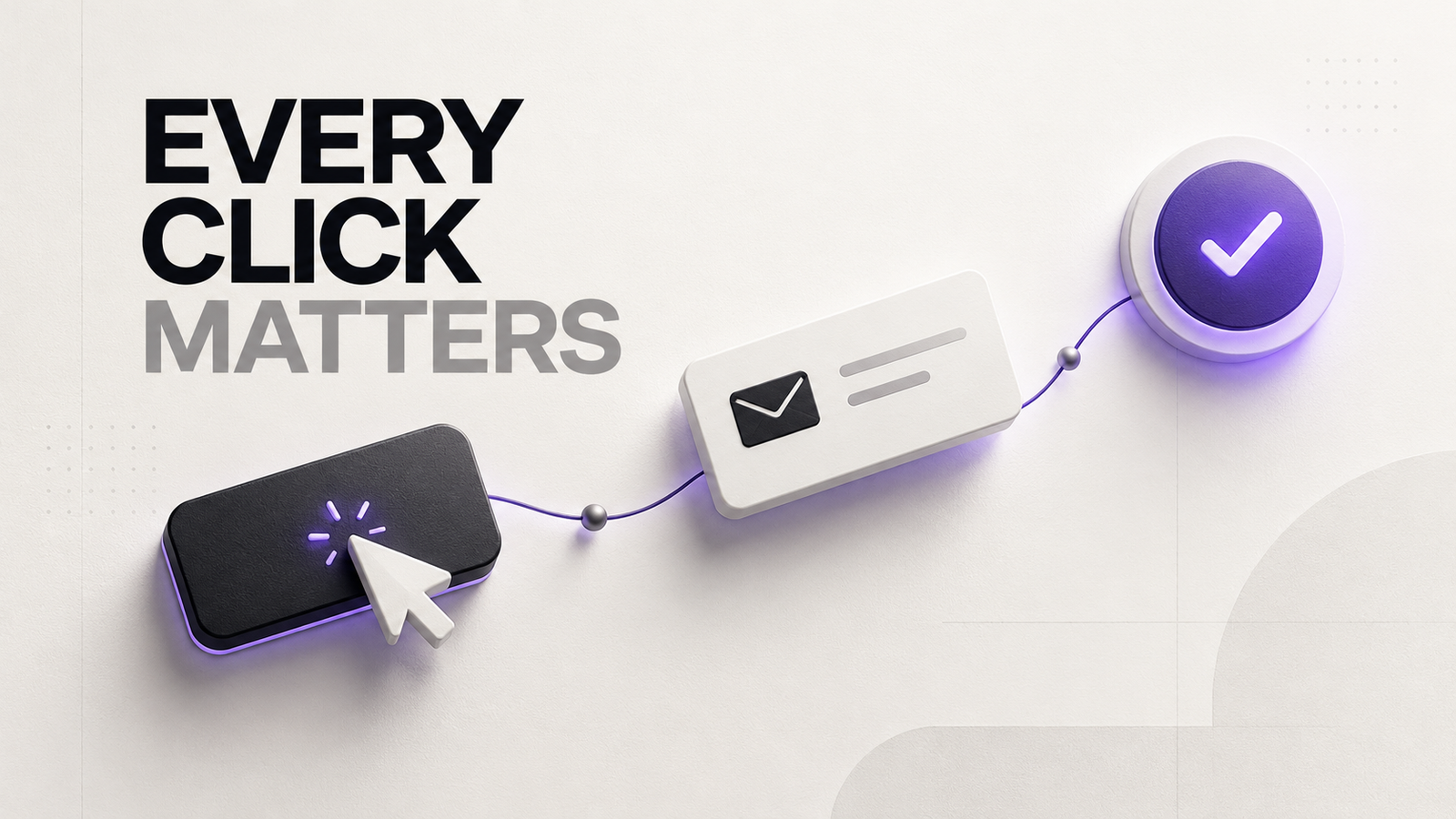 Website launch checklist illustration showing a button click, form submission, and successful confirmation to represent website functionality testing.